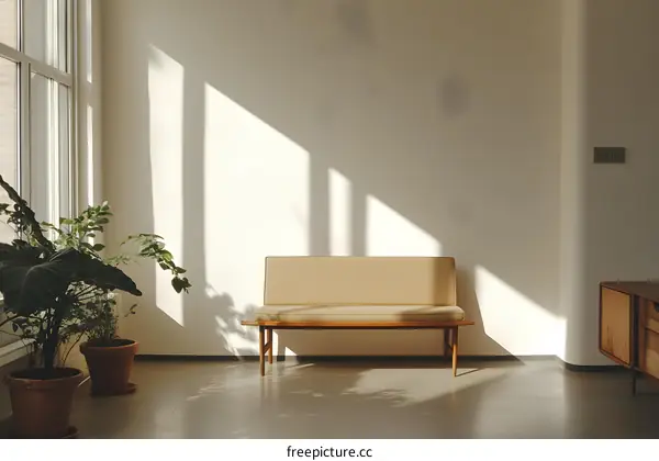 Minimalist Living Room Interior With Beige Couch