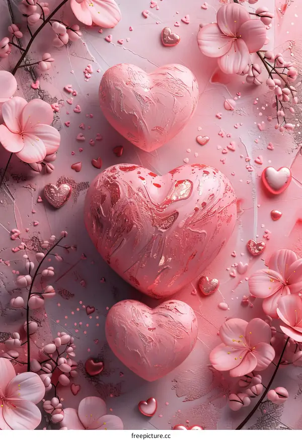 Pink Hearts and Flowers