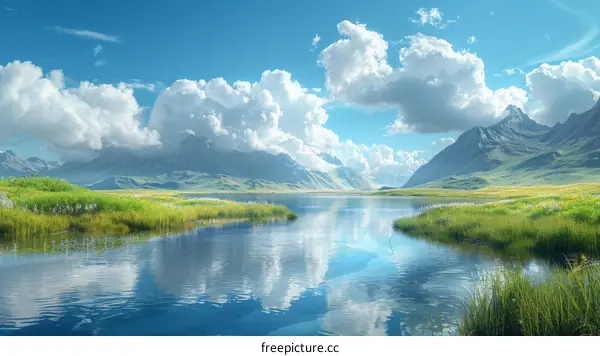 Serene Lake with Majestic Mountain Reflection