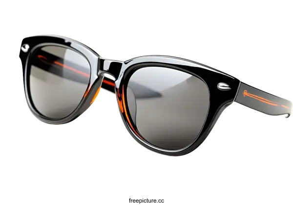 [Transparent Background PNG]Stylish Black Sunglasses with Orange Detail