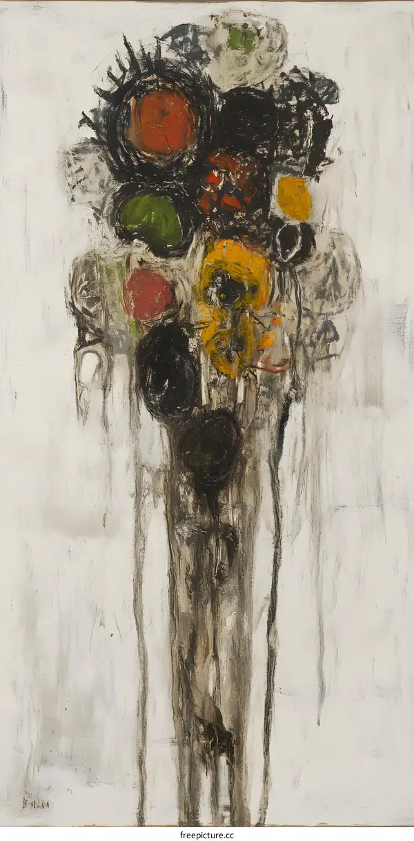 Abstract Oil Painting of Flowers