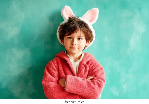 Adorable Child Wearing Bunny Ears