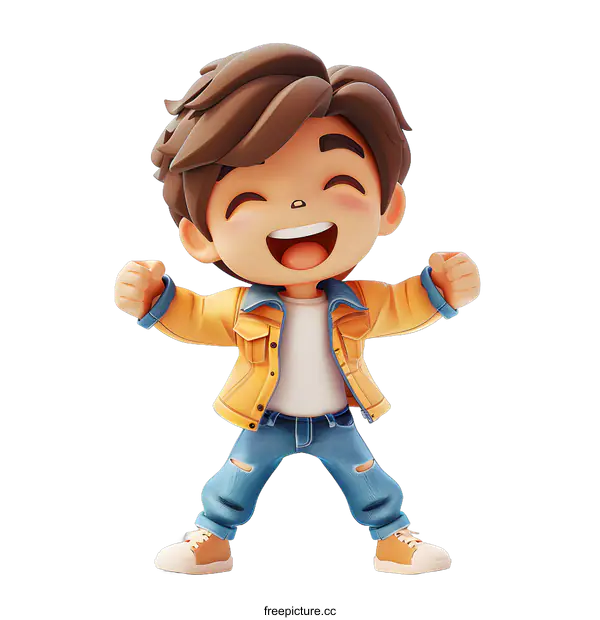 [Transparent Background PNG]Happy Boy 3D Cartoon Character