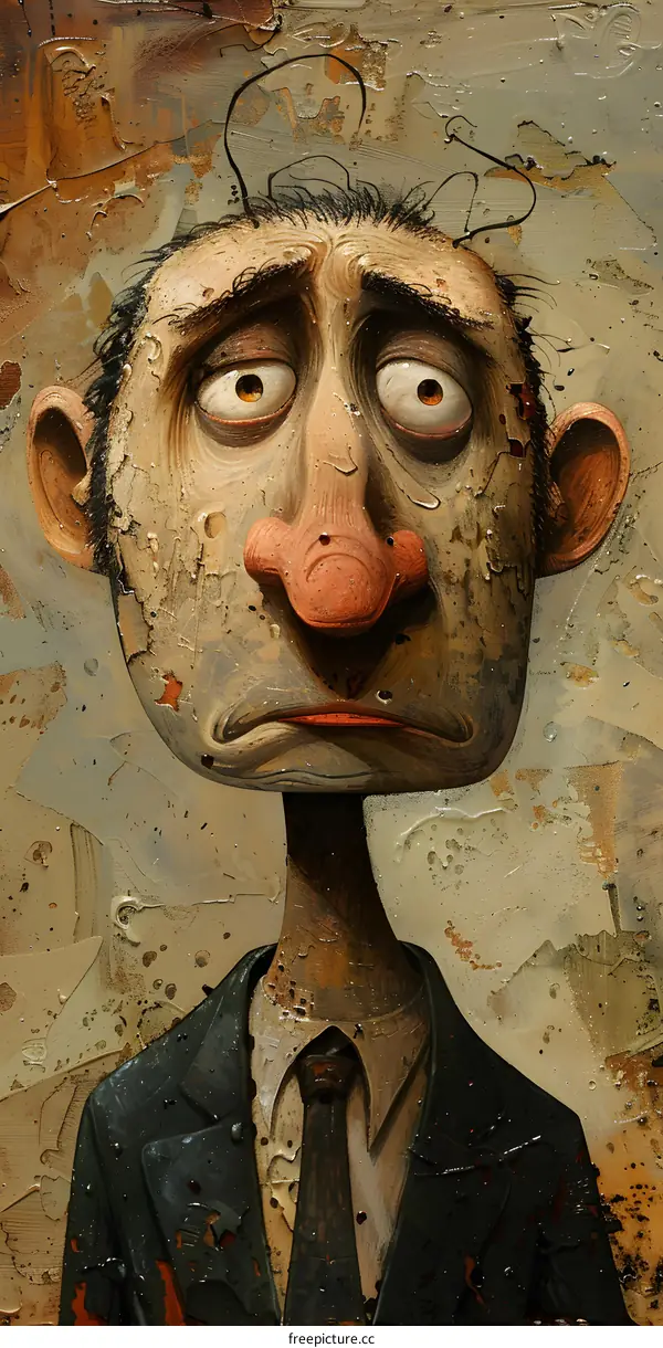 Sad Man with Big Nose and Suit