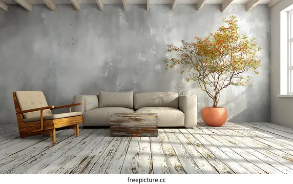 Rustic Living Room Interior Design Illustration