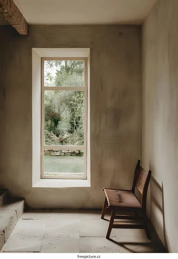 Minimalist Interior Design with A Wooden Chair and Window