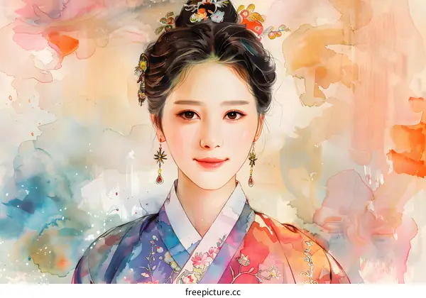 A beautiful Korean woman in traditional dress