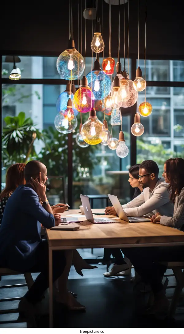 A group of people sitting around a table having a meeting