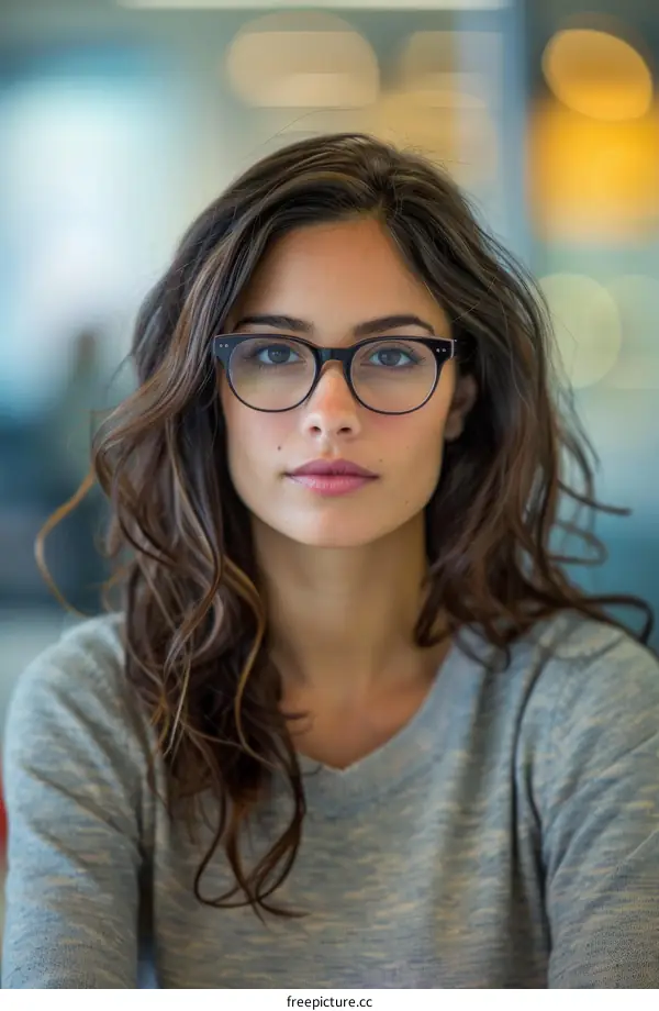 Portrait of a young Latina woman wearing glasses