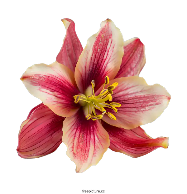 [Transparent Background PNG]Closeup of a Pink and Yellow Lily Flower