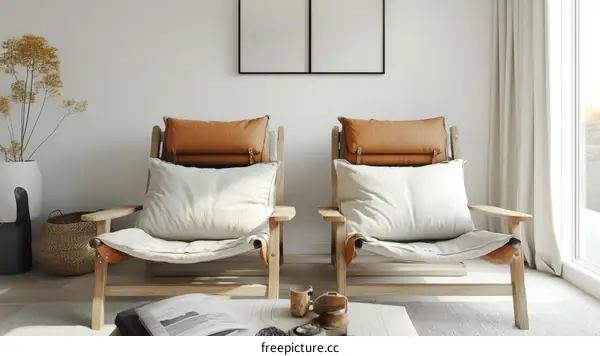 Modern Minimalist Living Room with Two Armchairs