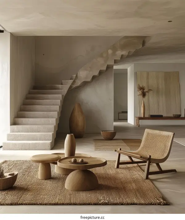 Staircase and Living Room: Interior Design