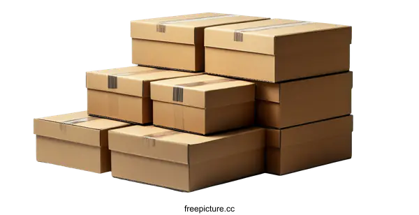 [Transparent Background PNG]Stacked Cardboard Boxes for Shipping or Storage