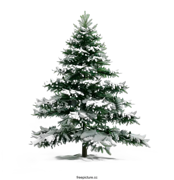 [Transparent Background PNG]Snow Covered Pine Tree Isolated on White Background