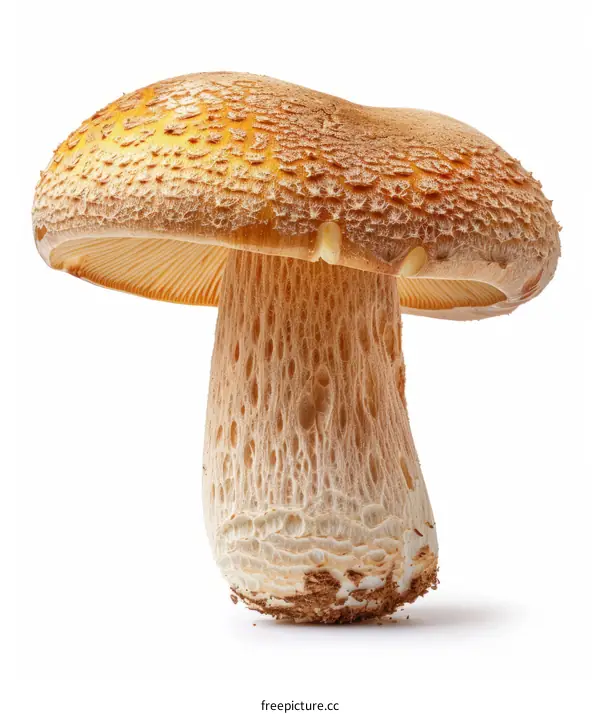 Large brown mushroom with yellow cap