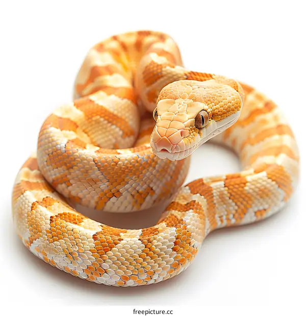 albino texas rat snake coiled