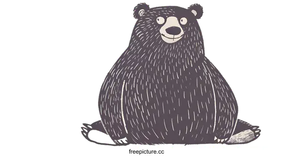 [Transparent Background PNG]Cute Hand Drawn Black Bear Illustration