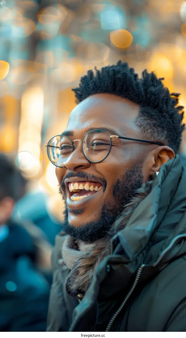 portrait of a smiling black man wearing glasses
