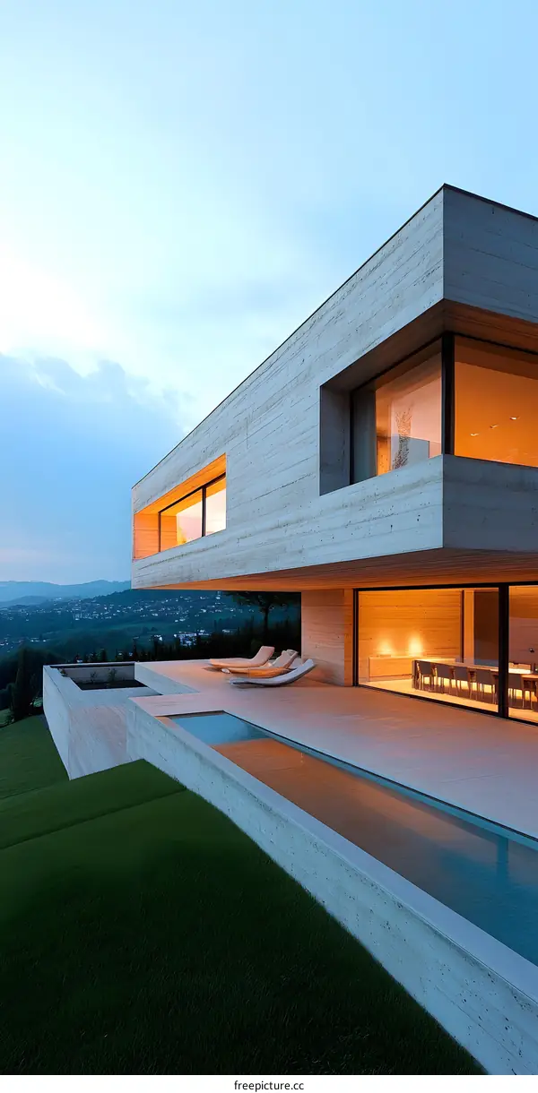 Modern Architecture with Infinity Pool and a View of the Hills