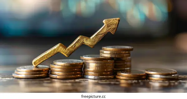 Gold Arrow and Stacks of Coins