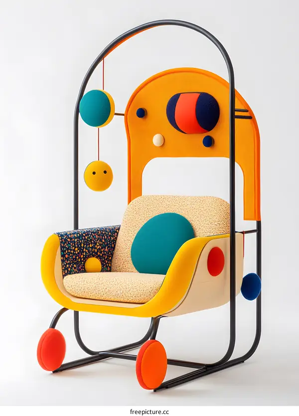 Colorful Playful Modern Design Chair with Geometric Shapes
