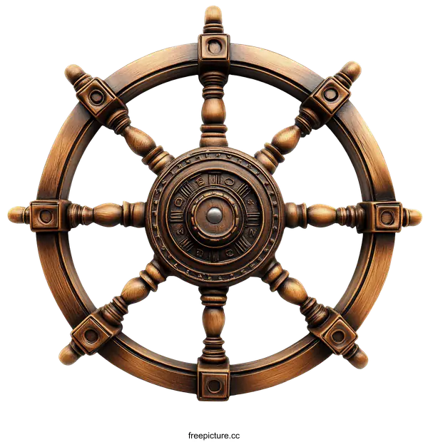 [Transparent Background PNG]Vintage Decorative Ship Steering Wheel