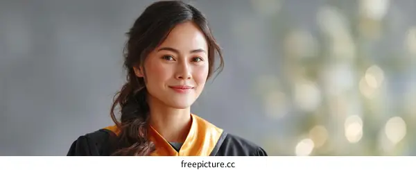 Graduation Ceremony Portrait of Asian Woman