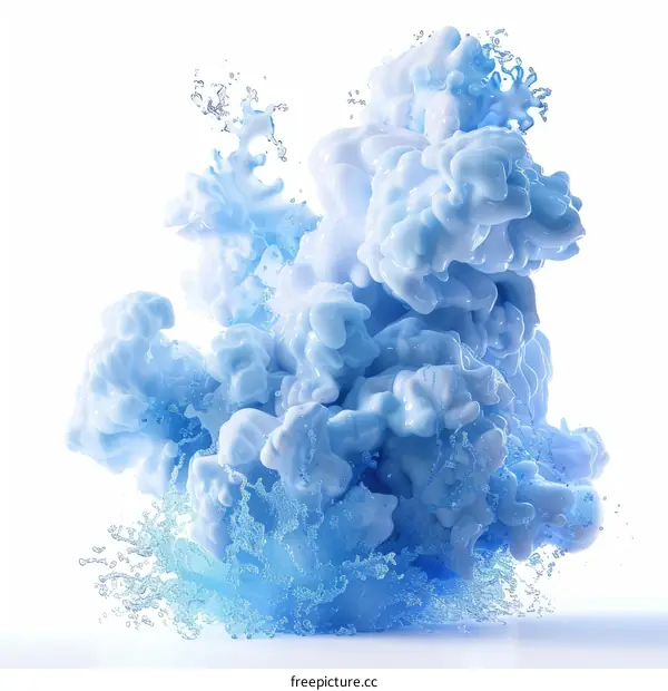 Blue and White Watercolor Ink Swirls in Water