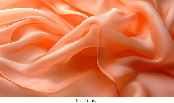 Close Up of Peachy Satin Fabric Texture