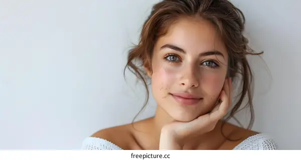 Young Woman with Freckles Posing for a Portrait