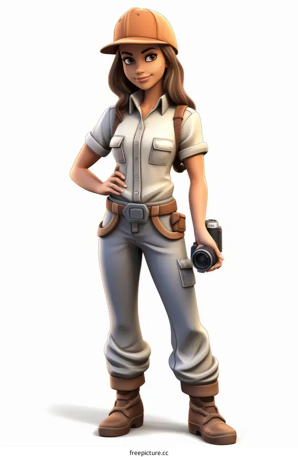 A young female explorer with a camera