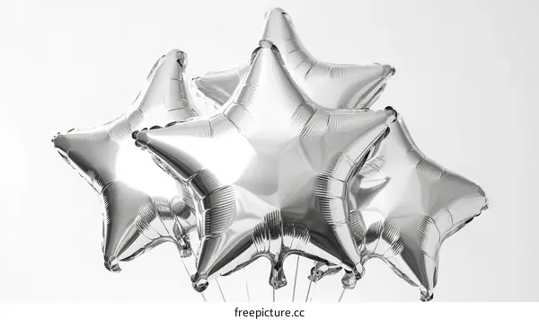 Silver Star Balloons Cluster