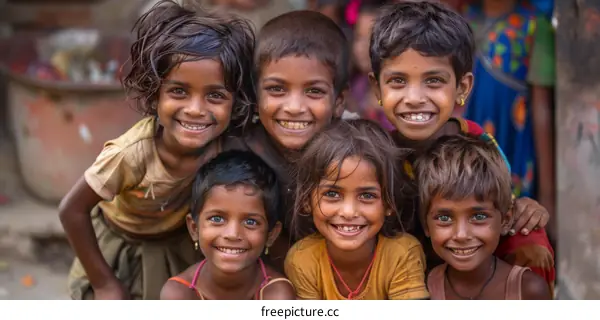 Happy Indian children from the slums