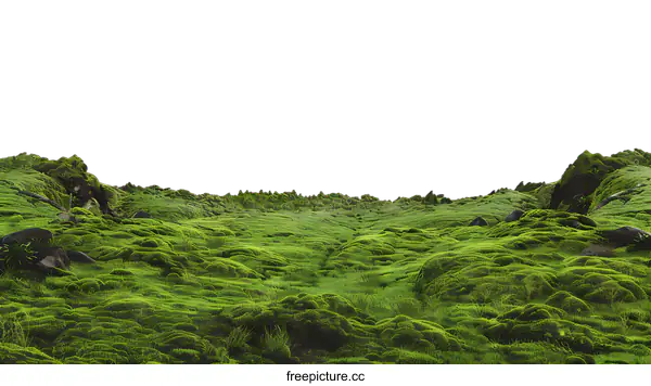 [Transparent Background PNG]Green Mossy Landscape With White Background