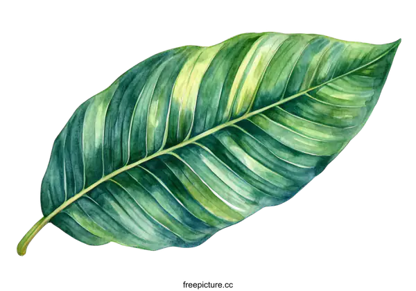[Transparent Background PNG]Watercolor Illustration of Tropical Leaf