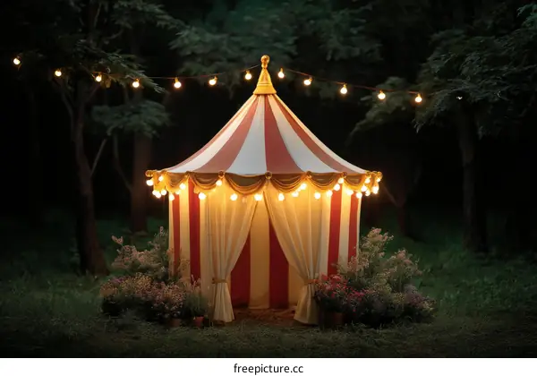 Enchanted Circus Tent in the Woods at Night