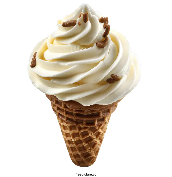 [Transparent Background PNG]Delicious Vanilla Ice Cream Cone with Toppings