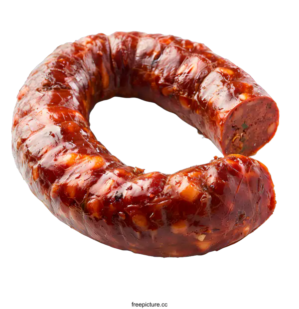 [Transparent Background PNG]Spicy Sausage Ring on White Background