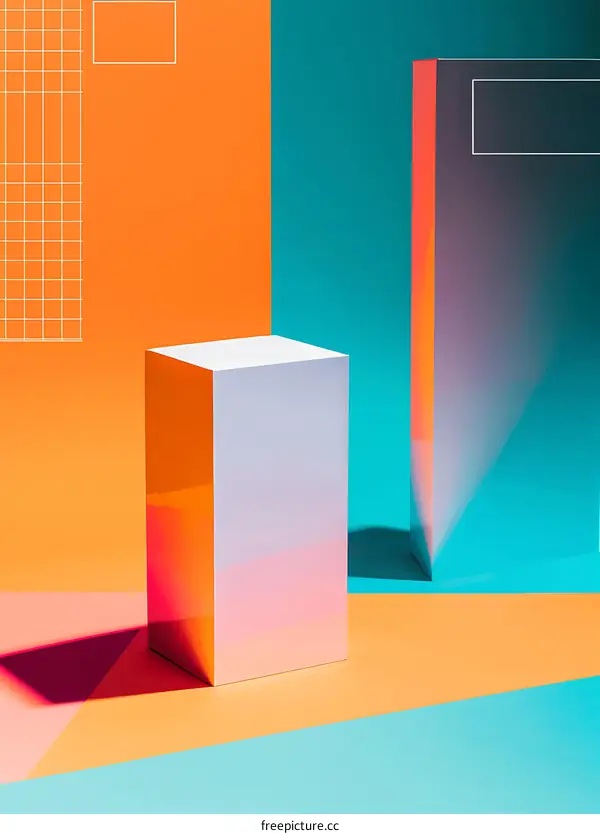 Geometric Abstract Background With Orange, Pink, Blue And White Colors