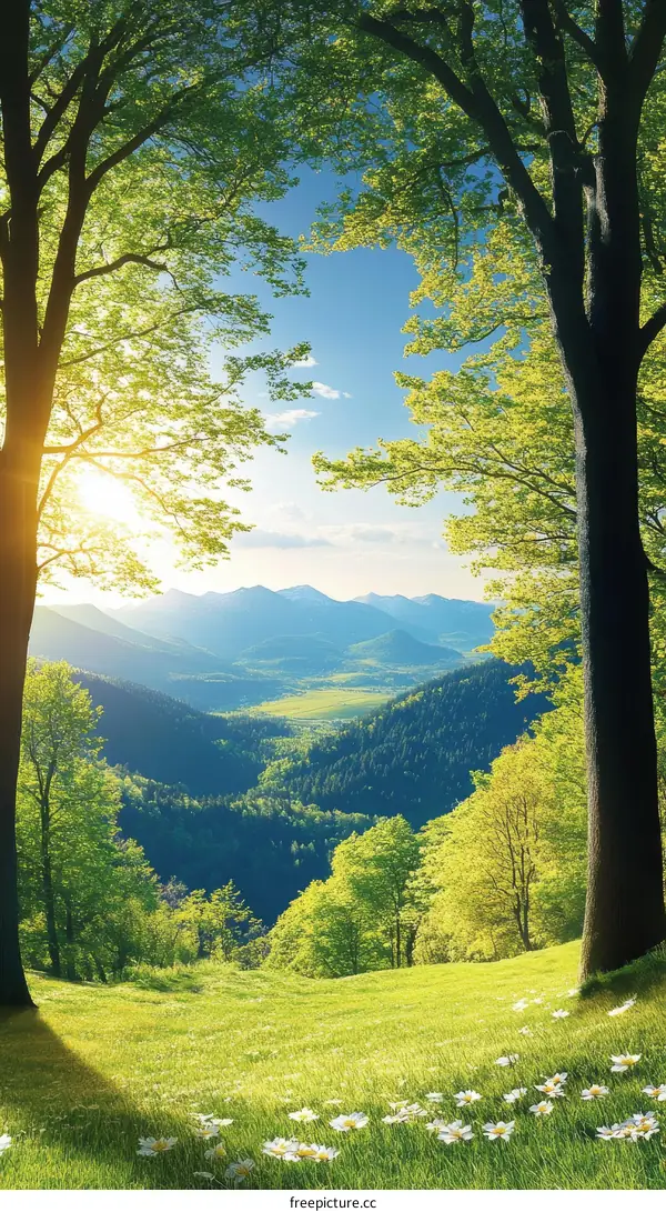 Mountain Valley Meadow Sunrise Scenic View