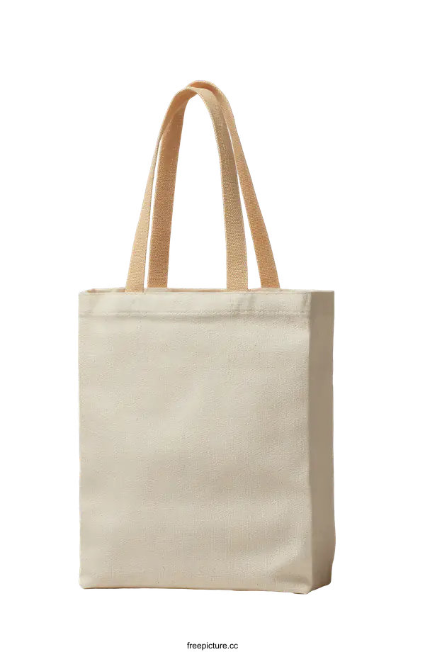 [Transparent Background PNG]Plain Beige Canvas Tote Bag