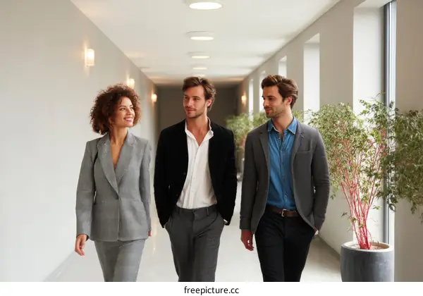 Business Professionals Walking in a Corridor