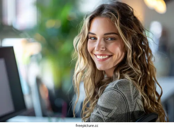 Beautiful Woman with Long, Luscious Waves