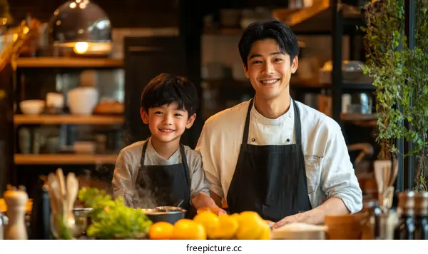 Happy Family Cooking Together in Kitchen