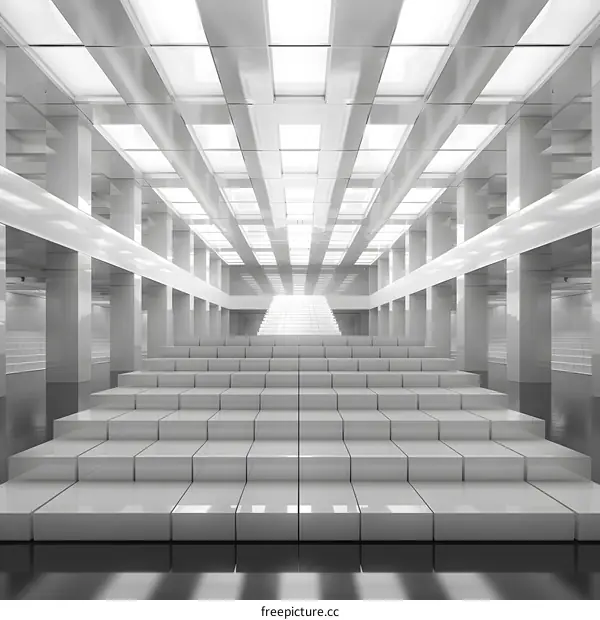 Abstract White Stairs in Modern Architecture