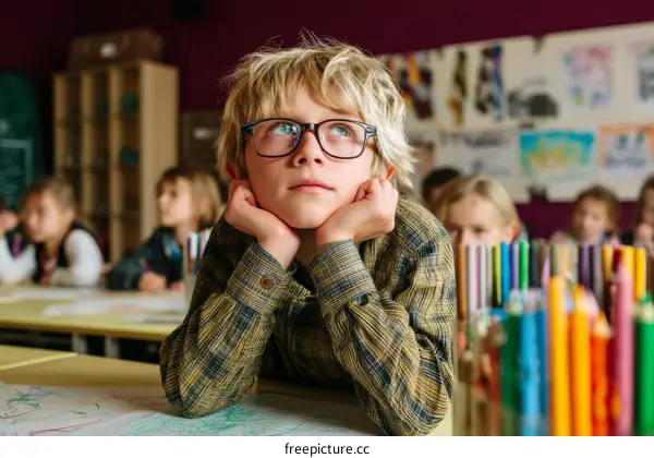 Thoughtful Student in a Classroom Setting