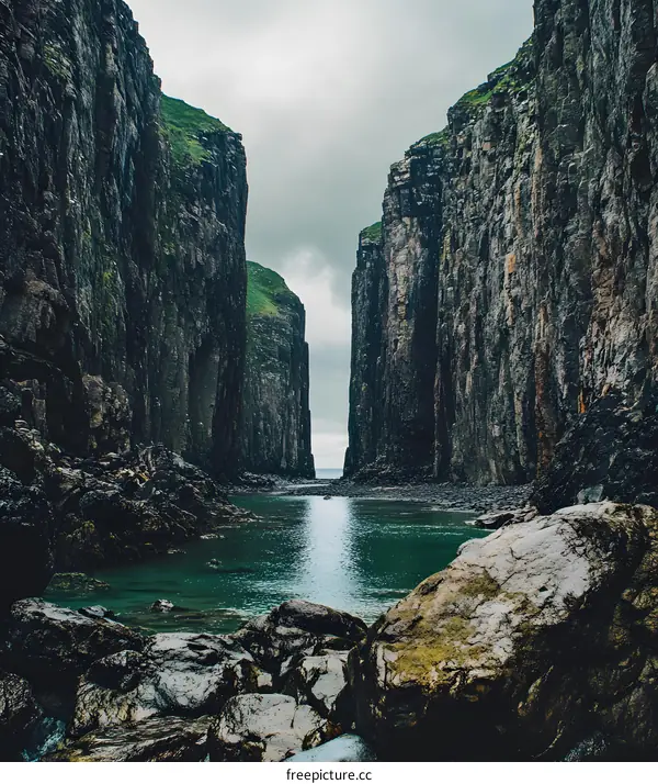 Tall Cliffs and Calm Water in a Scenic Nature Scene
