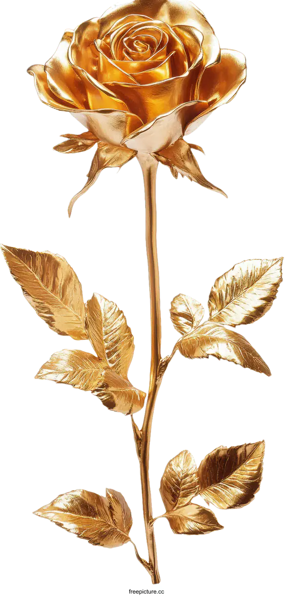 [Transparent Background PNG]Golden Rose Illustration