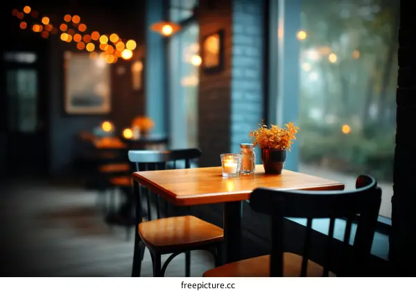 Cozy Cafe Interior by the Window on a Rainy Day