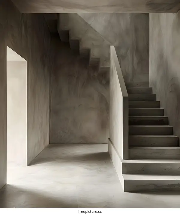 Concrete Staircase in Minimalist Interior Design